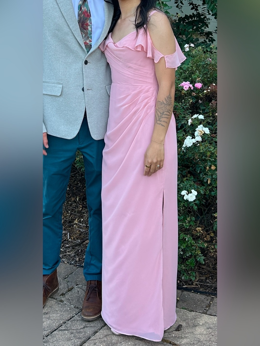 Azazie Emeralda pink bridesmaid dress